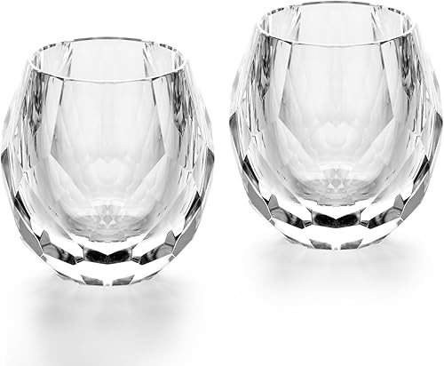 Miniatura 8 de KAMMAK Juego de 2 vasos de whisky de cristal, hechos a mano, sin tallo, vasos de cóctel blancos soplados a mano de 3.71 onzas, regalos de compromiso