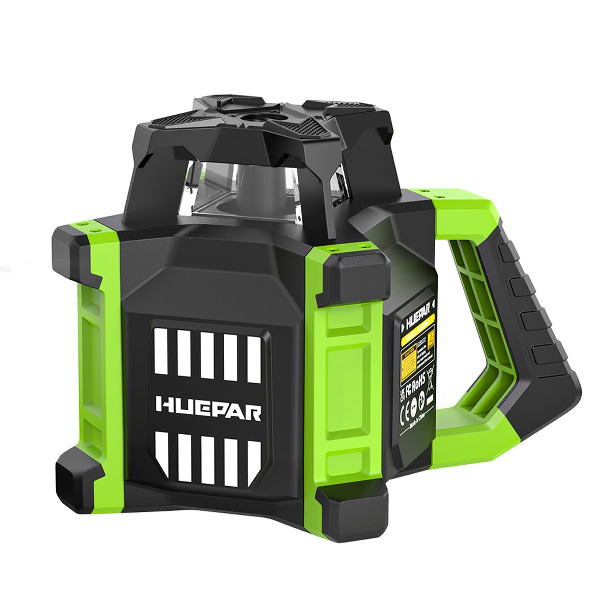 Huepar Kit de Nivel Láser Giratorio de Haz Rojo, Alcance Hasta 700 m de Diámetro, Inclinación Ajustable, Rotación de 360°, Estuche de Transporte, Resistencia IP65, Receptor & Control Remoto - RL300HR