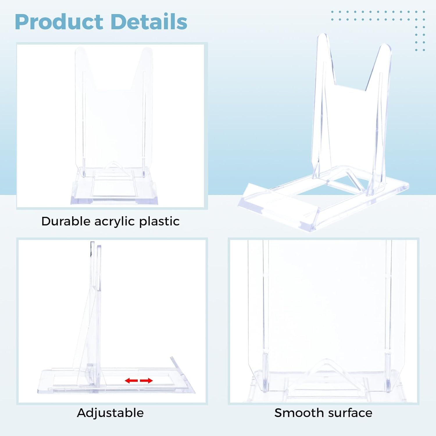 20 Pcs Acrylic Adjustable Plate Display Stands, Holders For Frames, Books, Photos & Plates