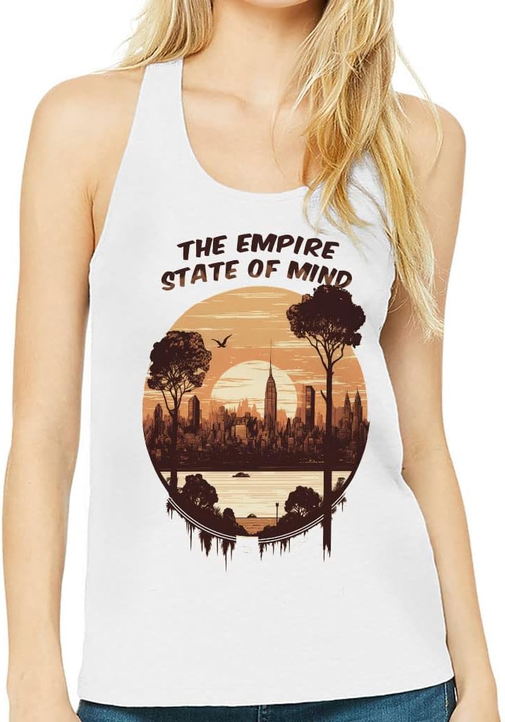 The Empire State of Mind Women's Racerback Tank - New York Print Tank Top - Graphic Workout Tank