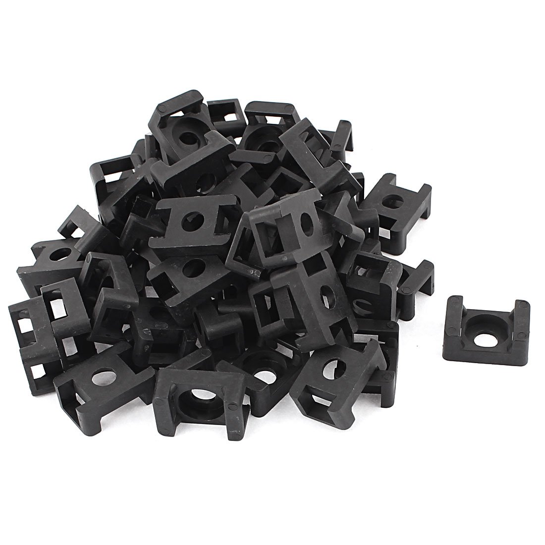 Uxcell Black Sourcing Map 9Mm Width Cable Zip Tie Mount Base Saddle Type Wire Holder 50Pcs