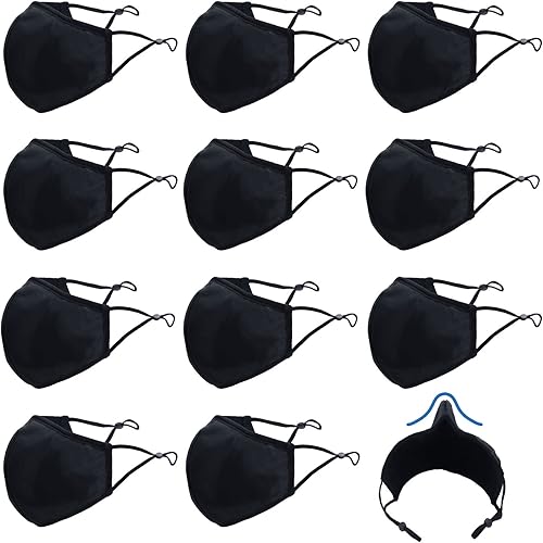 WITHMOONS Máscara facial de tela, lavable, reutilizable, de 3 capas, transpirable, con alambre para la nariz, paquete de 12 unidades, EU0304, color