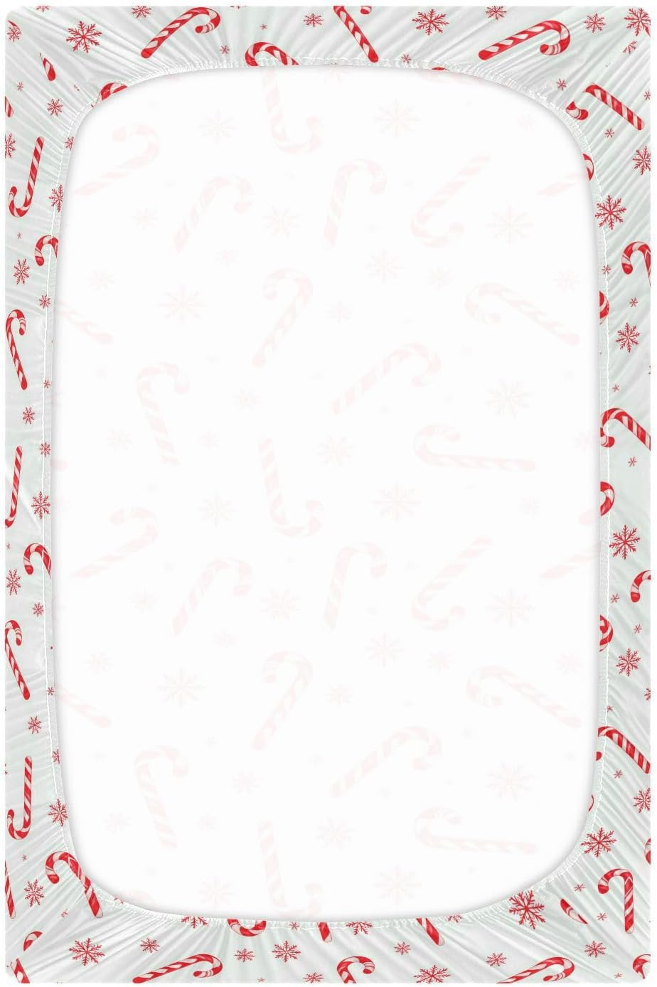 Pfrewn Christmas Crib Sheets for Boys Girls Red Candy Cane Snowflakes Fitted Crib Sheet Fits Standard Crib Mattress Pads Winter Pattern Stretch Soft Toddler Baby Sheet,52x28IN