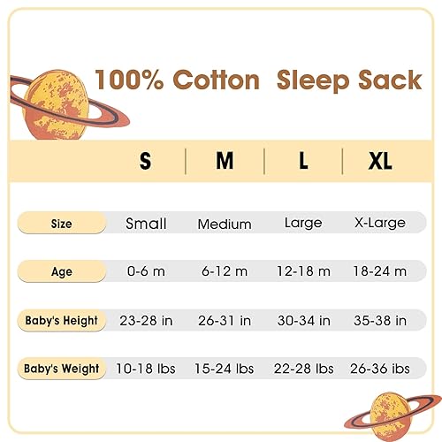 Miniatura 3 de PHF Saco de dormir para bebé de 12 a 18 meses, paquete de 3 mantas 100% algodón para bebé, cremallera de 2 vías 0.5 TOG, saco de dormir cómodo para