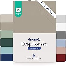 Dreamzie Fitted Sheet 160 x 200 cm Deep Pocket for Thick Mattress – 100% Microfibre – Linen, Certified Chemical Free (Oeko Tex), Fitted Sheet with Full Elastic