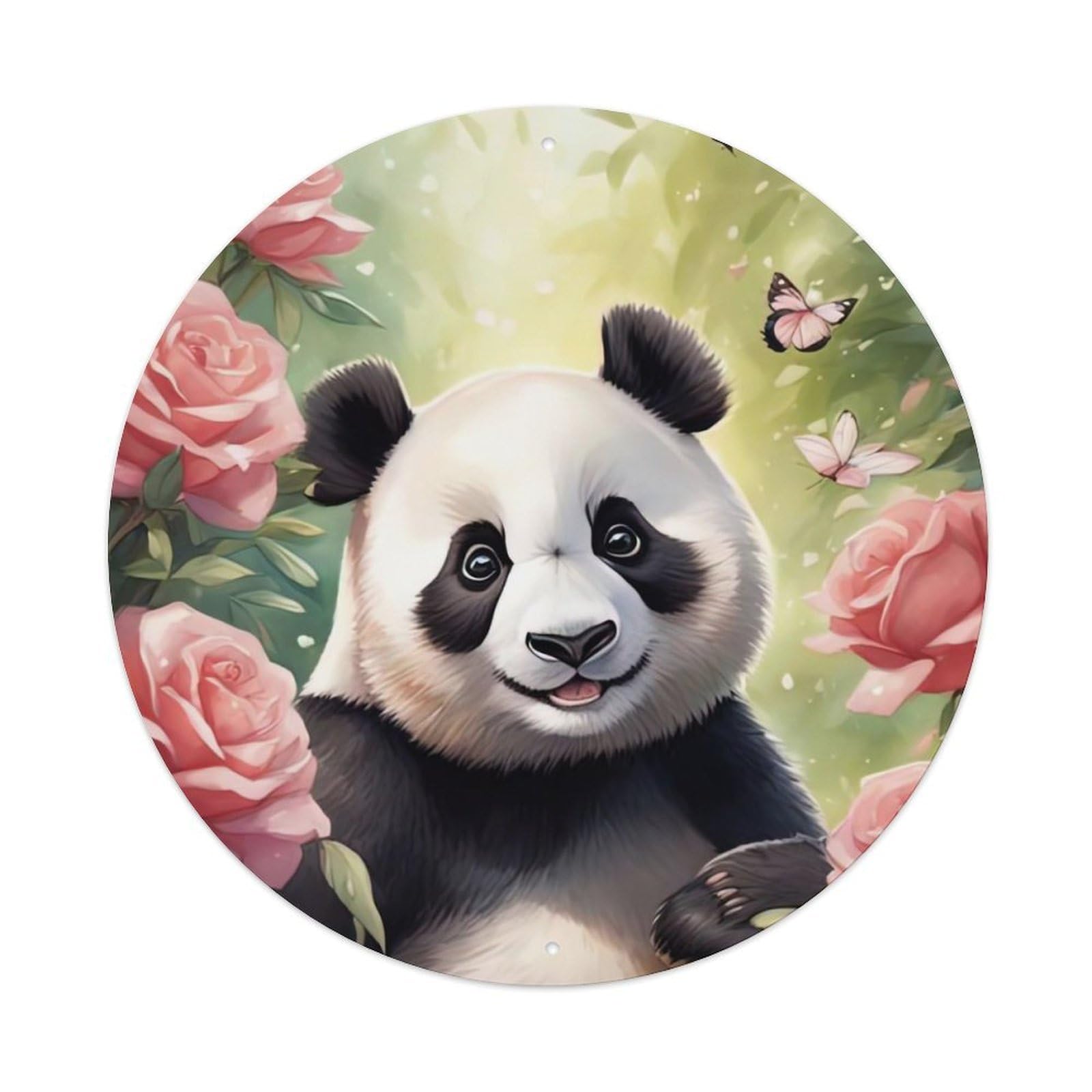 Animal Rose And Panda Metal Tin Sign