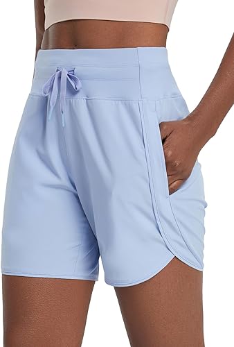 BALEAF - Pantalones cortos de correr de 5 pulgadas para mujer, sin forro, pantalones cortos atléticos de entrenamiento, con bolsillo