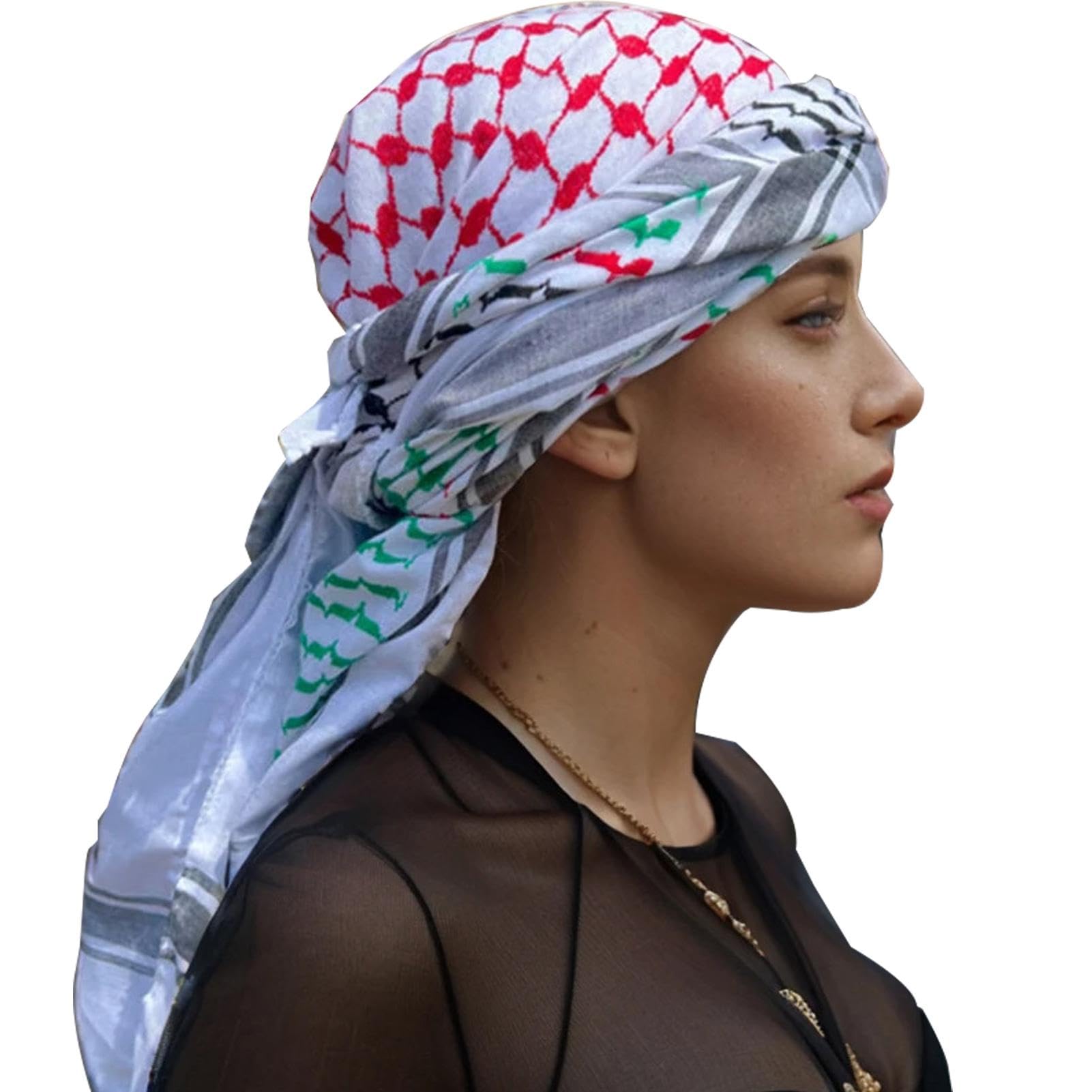 Shemagh Yassir Palestine Flag Print Scarf Arab Keffiyeh Palestinian Wrap Shawl