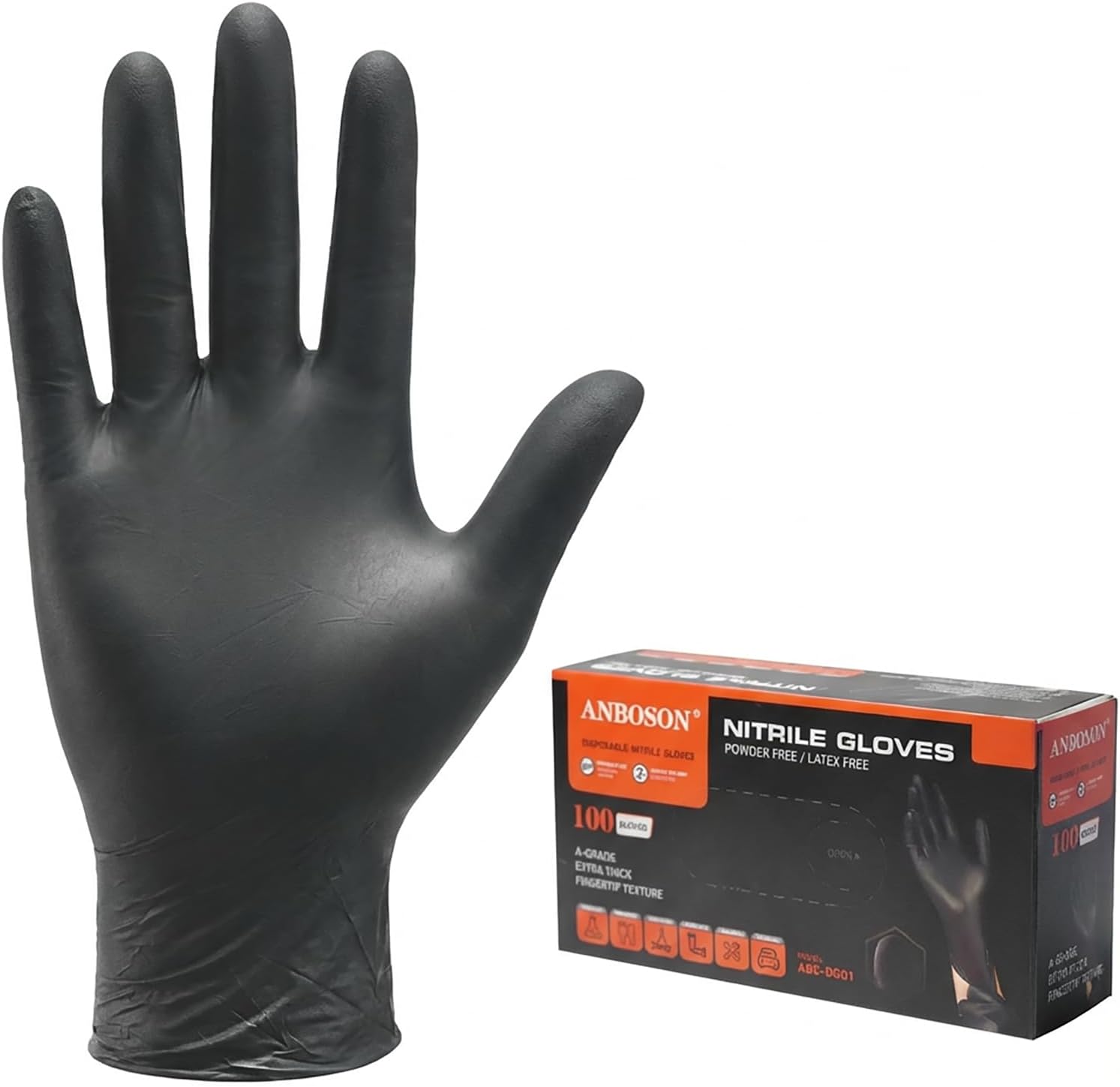 Disposable Nitrile Gloves - 3 Mil Powder Free Rubber Gloves for Cooking, Food Prep & Light Cleaning - Latex Free, Textured Fingertips, Food Safe