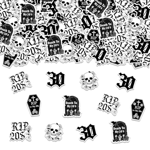 200 pezzi Death to My 20s coriandoli gotici 30° compleanno decorazioni da tavolo strappare anni '20 decorazioni per feste di compleanno sparse per donne 30° trenta compleanno anniversario festa