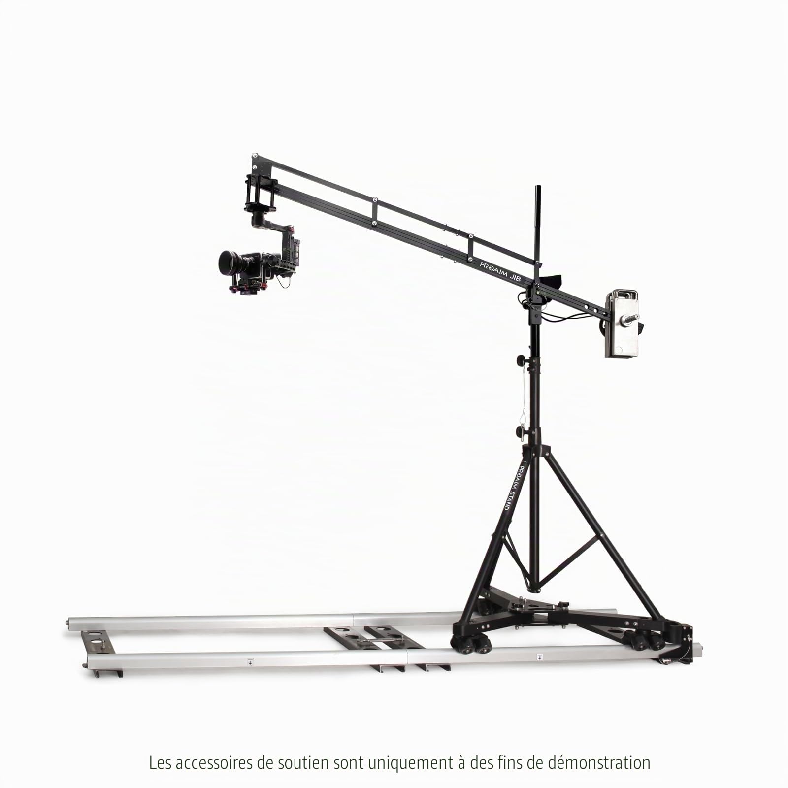 PROAIM Grue Caméra 9 Pieds avec Trépied pour Tête Pan-Tilt/Fluide | Supporte jusqu'à 8 kg avec inclinaison auto/manuelle, support moniteur LCD, trépied robuste et sac de transport.