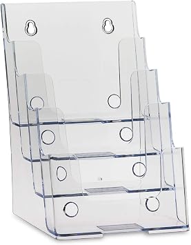 Dazzling Displays Clear Acrylic 4-Tier Brochure Holder for 6" W x 9" H - Half-Page Material 1