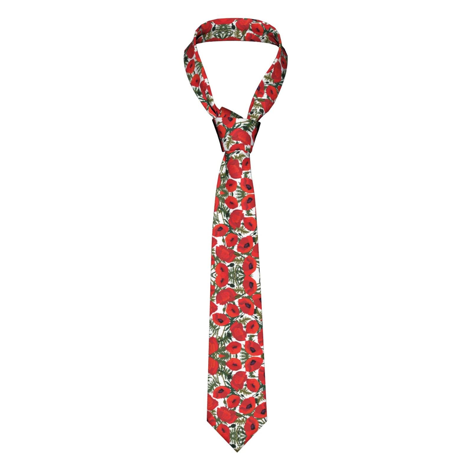 ASEELO Poppy flower pattern Men's Tie Necktie Fashion Necktie for Formal Business Wedding Party