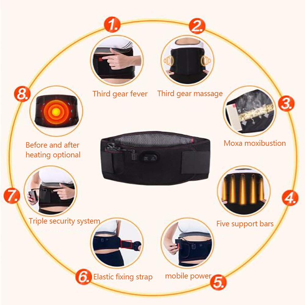 Faja Lumbar Fitness, masajeador de Espalda con Calor, para Hernia de Disco, ciática, escoliosis, estenosis espinal, cinturón de Cintura eléctrico calentado