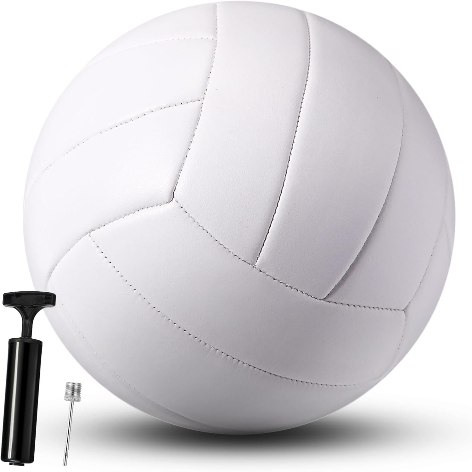 Jexine Autograph All White Volleyball Ball Blank Official Size 5 DIY Painting Plain Volleyball Ball with Needle Pump for Autograph Awards Sign Coaches Back to School Classroom Gift