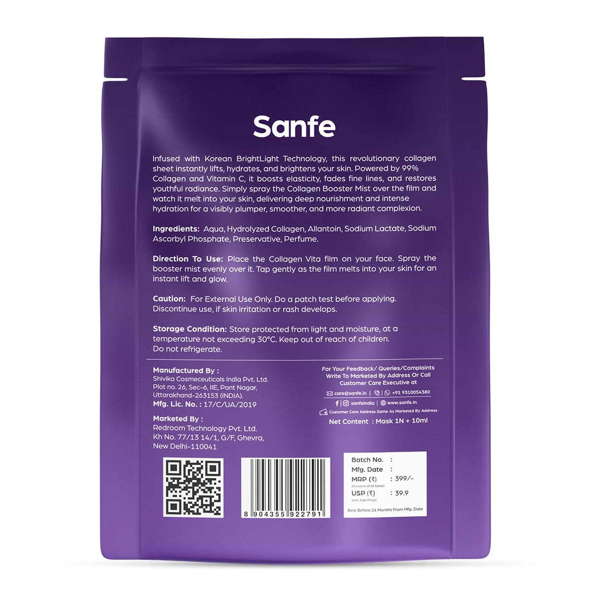Sanfe CollagenVita Wrinkle Lift 1 Mask + 10ml