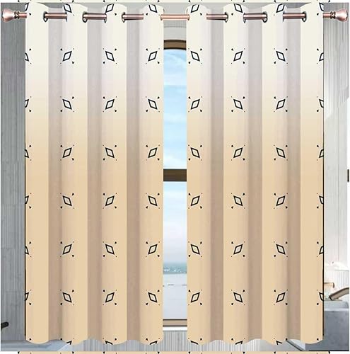 Cream Coloured Cortinas para Habitacion,Geometric Checked Door Sound Barrier Morden Design 85in Width by 108in Height