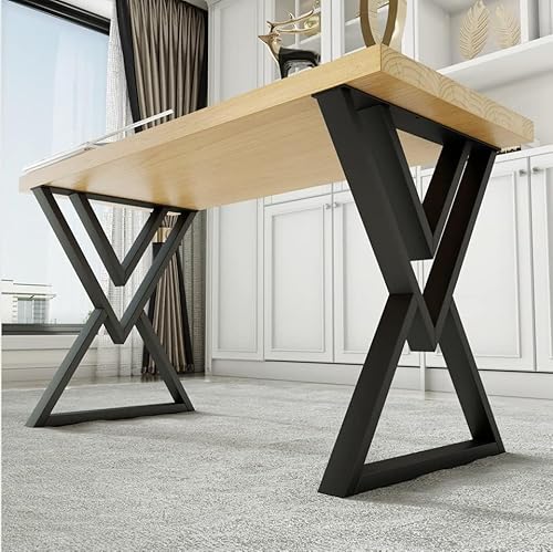 MKOEIY 28 Inch Metal Dining Table Legs, Heavy Duty Desk Legs Set of 2, 1000 LBS Load Capacity, Industrial Iron Leg for DIY Desk, Kitchen Table, Conference Table, with Adjustable Feet, Matte Black