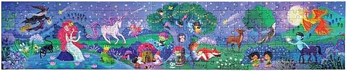 Hape Rompecabezas de bosque mágico de 4.9 ft de largo 200 piezas de rompecabezas encantada gigante colorida que brilla en la oscuridad, para niños