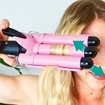 3 Barrel Curling iron Hair Waver, TOP4EVER 25mm Professional Ceramic Hair Curler with Two Temperature Control, Fast Heating 1inch Triple Barrel Crimper Wand for Waving Hair