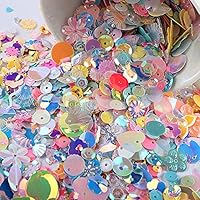 Bunt Pailletten zum Basteln, Glitzer Sequins Lose Pailletten DIY Irisierend Pailletten Bling Bling Pailletten Deko für Kunsthandwerk Kleidung Handyhülle Scrapbook Spielzeug Party,20g Mischfarbe D