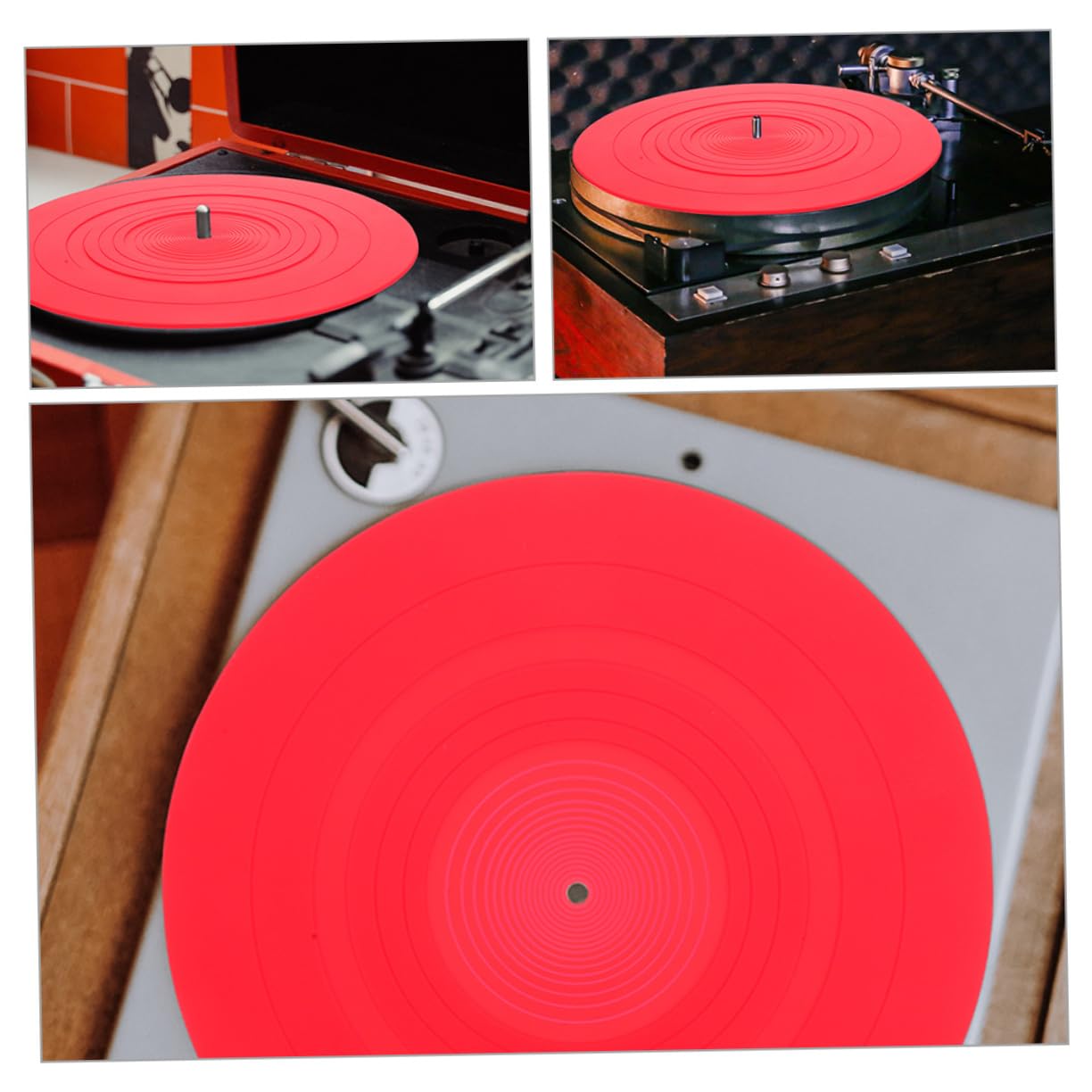 Tappetino per Dischi in Vinile per Protezione e Stabilità Silicone Antistatico 2 Pezzi Accessorio Essenziale Giradischi per Lettore di Dischi