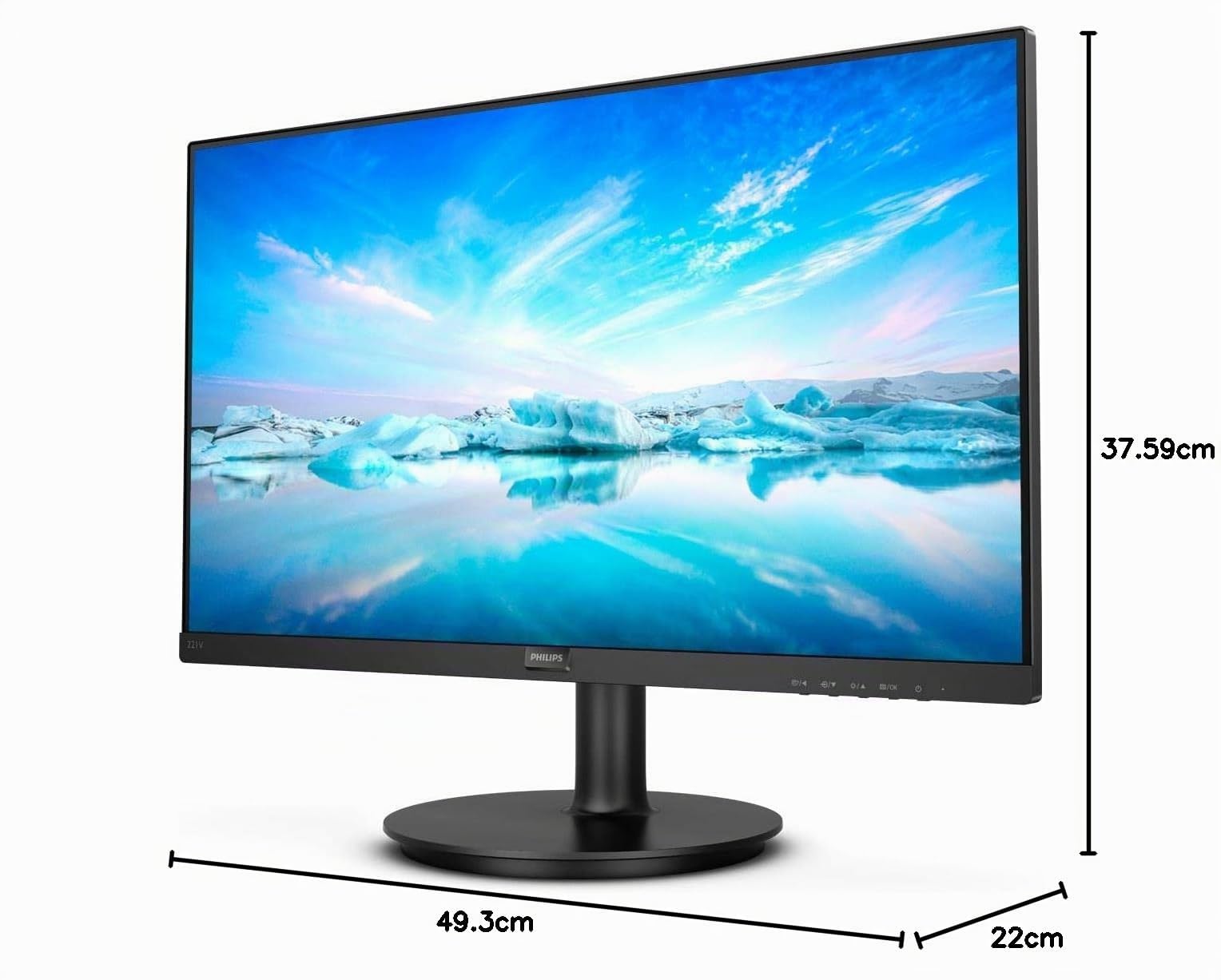 Philips 221V8 Monitor 22 Cali 1920x1080 FHD 75Hz VA Panel 4ms GtG Adaptive Sync Nero