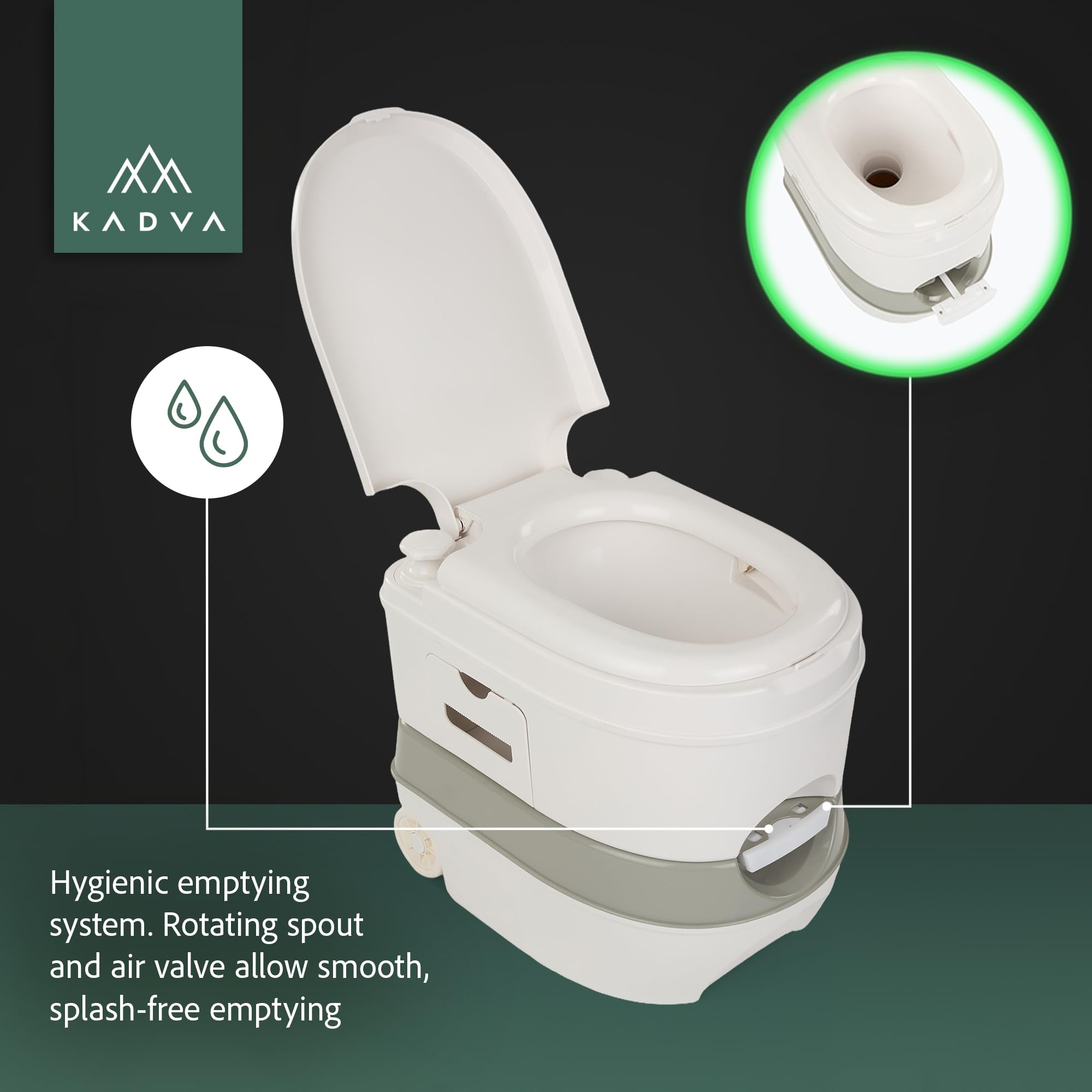 KADVA Throno PRO Campingtoilette 24 L mobile Reisetoilette Grau
