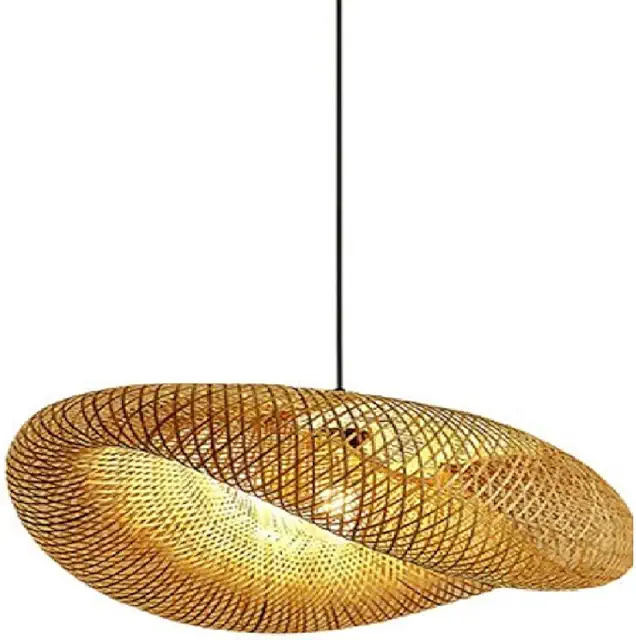Hobaca E27 Japanse Bamboe Hanglamp - Japandi Golfhoed Design voor Woonkamer & Restaurant