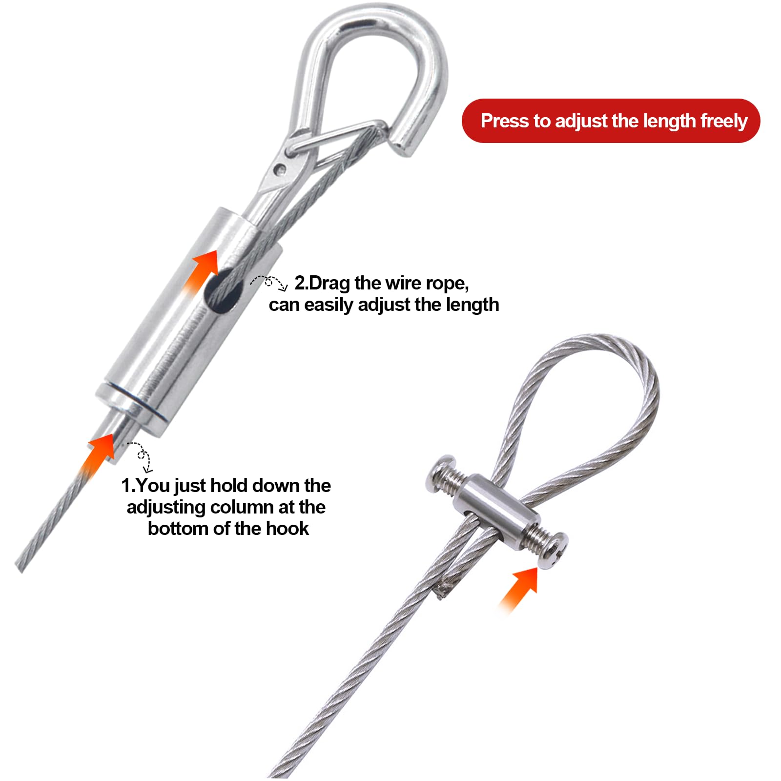 KIBBEH Picture Hanging Wire Kit, 50ft Heavy Duty Adjustable Stainless Steel Wire (1.5mm Thick), Supports 50 lbs - Image 3