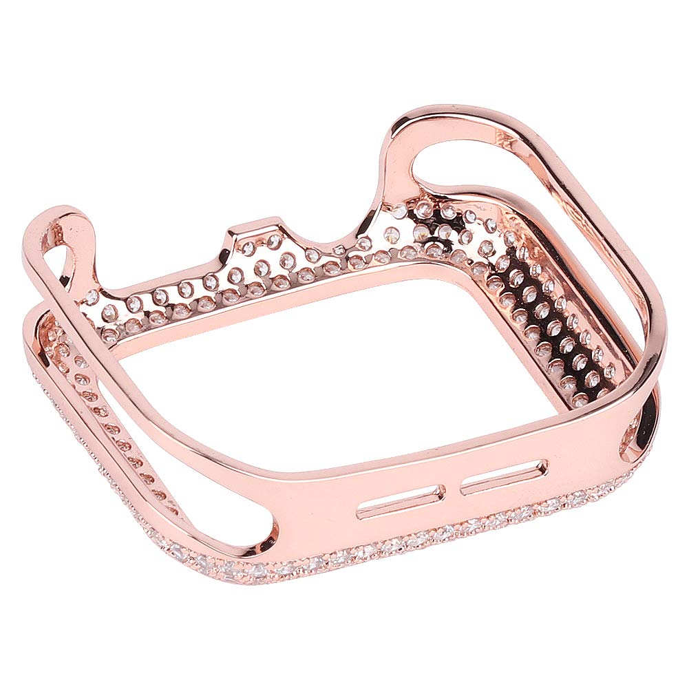 Magnifique coque avec strass en zircon pour Apple Watch Series 8 7 6 5 4 3 2 1 SE (or rose, 41 mm)