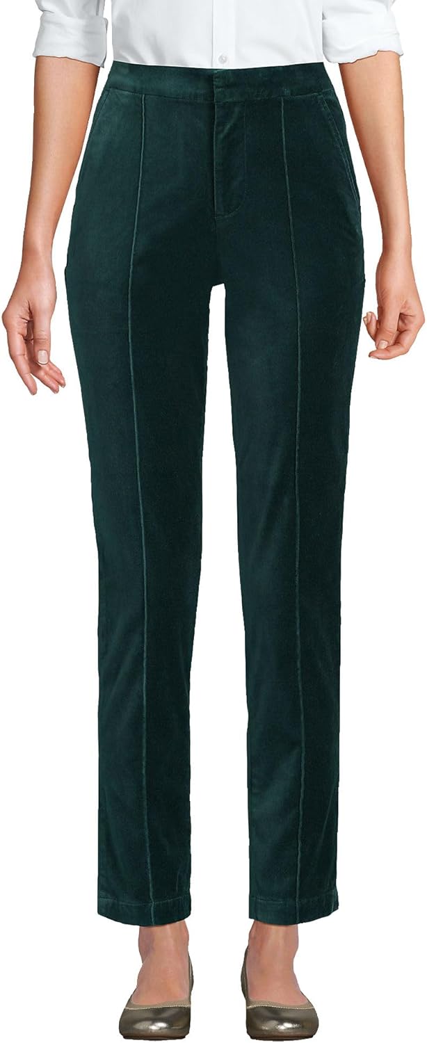 Lands' End Women's Velvet High Rise Pintuck Pencil Ankle Pants