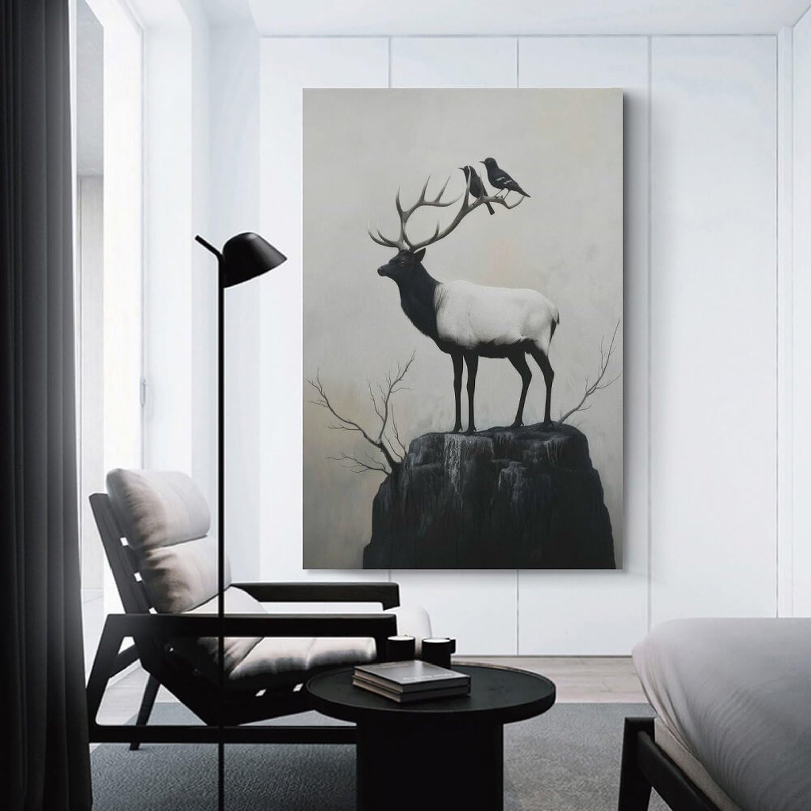 Junmoney Monochrome Majesty Canvas Wall Decor, 24x36inch(60x90cm), for Gallery Wall Decor And Room Displays, Wall Decor Suited to Curated Displays