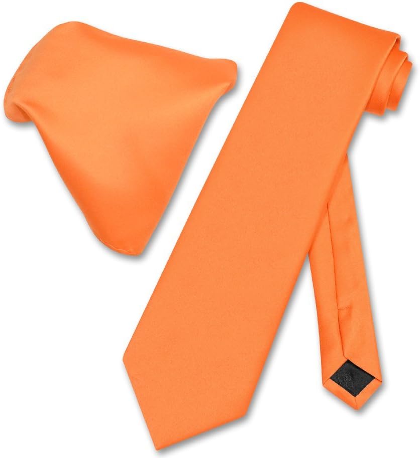 Vesuvio Napoli Solid Color NeckTie & Handkerchief Pocket Square Men's Neck Tie Hanky Set