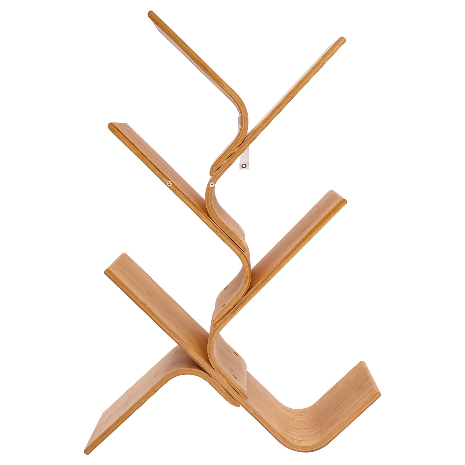 Librería de 5 pisos, estantería moderna de bambú, diseño de árbol, estantería para salón, dormitorio, oficina, estantería abierta, aspecto de madera natural, 91 cm de alto