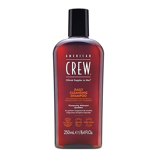 American Crew - Champú para hombre, limpiador diario, derivado natural, fórmula vegana, fragancia de menta cítrica, 8.45 onzas líquidas