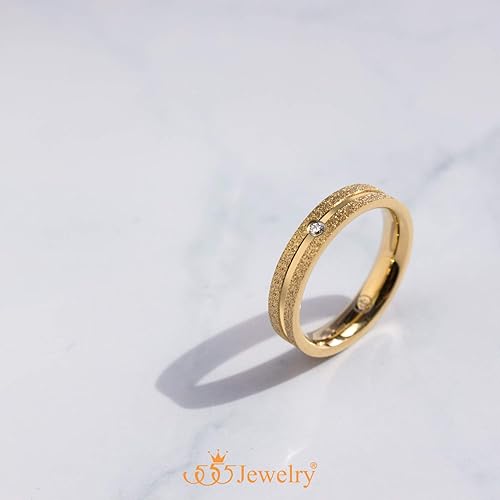 Miniatura 3 de 555Jewelry Anillo de boda de acero inoxidable con circonita cúbica de 0.157 in para mujeres y hombres