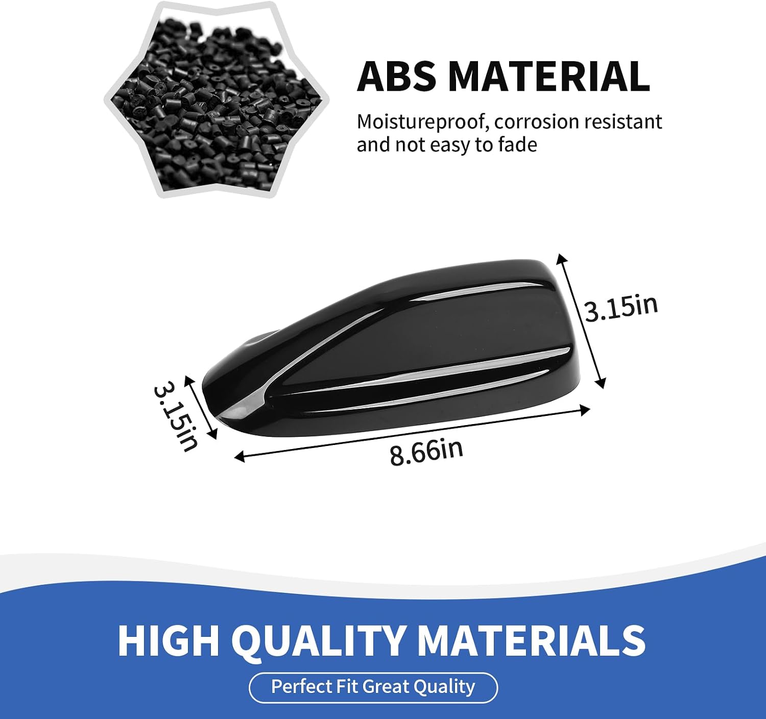 RAZPOY Shark Fin Antenna Base Cover Trim Compatible with Dodge Durango 2014-2024 & RAM 2018-2024 & for Jeep Grand Cherokee 2021-2024, Black