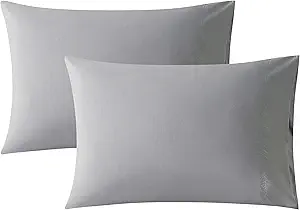 WhatsBedding Queen Size Pillowcases Set of 2, 20x30 Cotton Pillow Case with Envelope Closure, Soft & Breathable Pillow Covers for Bed, Grey