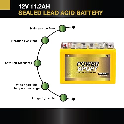 Miniatura 5 de ExpertPower YTZ14S, 12V 11.2Ah GEL VRLA Batería de repuesto Power Sport