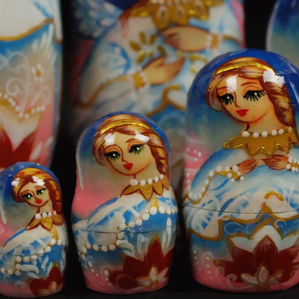 Matryoshka Set of 7 Pieces Beautiful Princess Woodmade Traditonal Russian Nesting Dolls Toy Gift Home Room Decoration