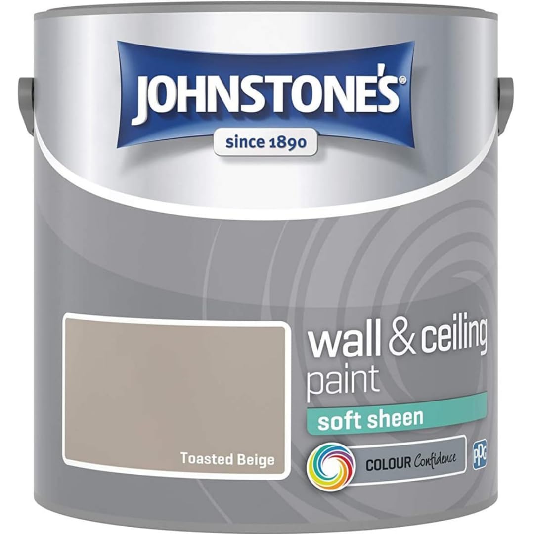 Toasted Beige Johnstone’s Wall & Ceiling Soft Sheen Paint 2.5L – Subtle Sheen Finish, Durable & Washable, Quick Dry, Low Odour Interior Paint for Walls & Ceilings