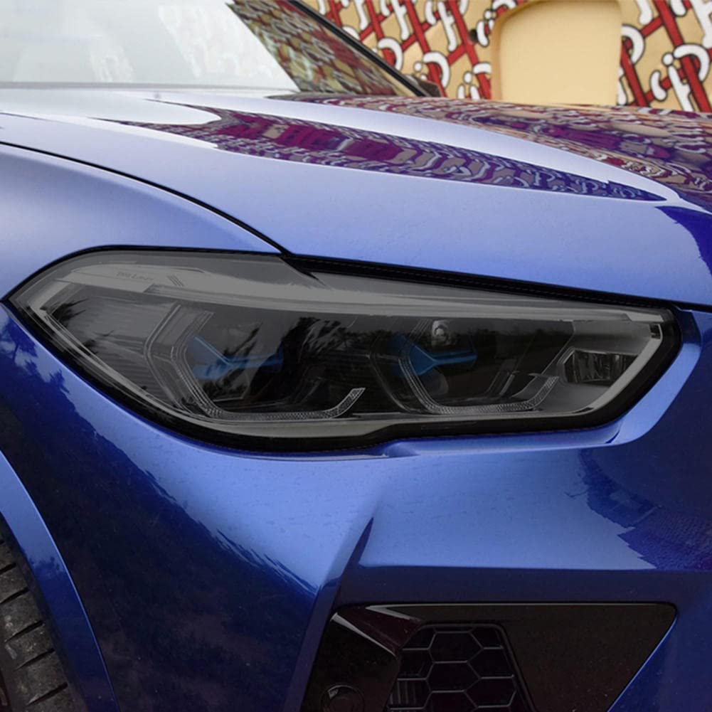 2 Pezzi Auto Faro Tinta Nero Pellicola Protettiva Vinile Protezione Adesivo TPU Trasparente, per BMW X5 F15 M F85 G05 Accessori