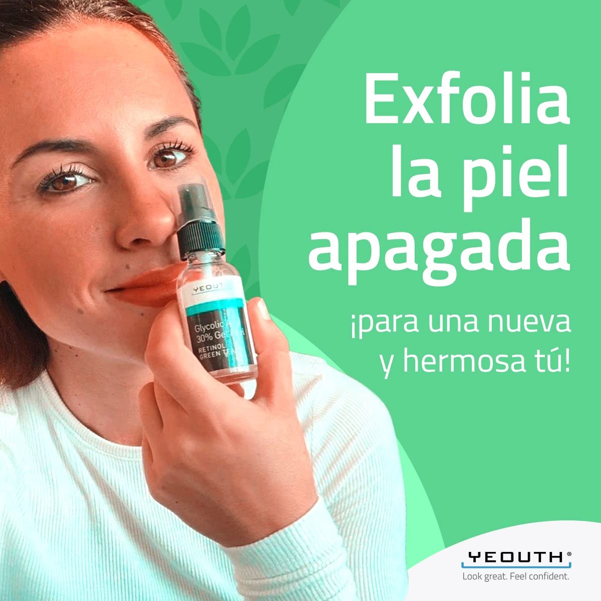 YEOUTH Peeling Ácido Glicólico 30% Cuidado Facial Profesional con Retinol y Té Verde, Exfoliante Facial Skin Care Mujer y Hombres 60ml