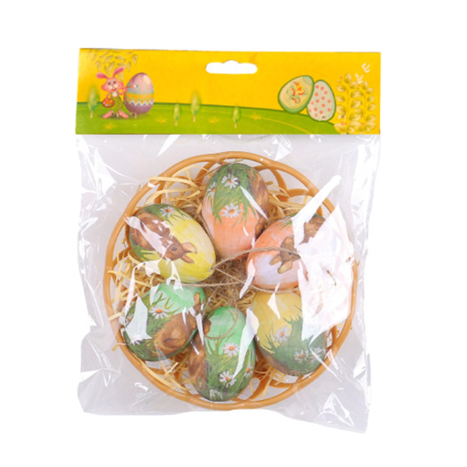 Tsophreniq Colorful Easter Eggs Painting Foam Eggs Pendant for Happy Easter Party Home Hanging Decoration Wreath Gift Foam