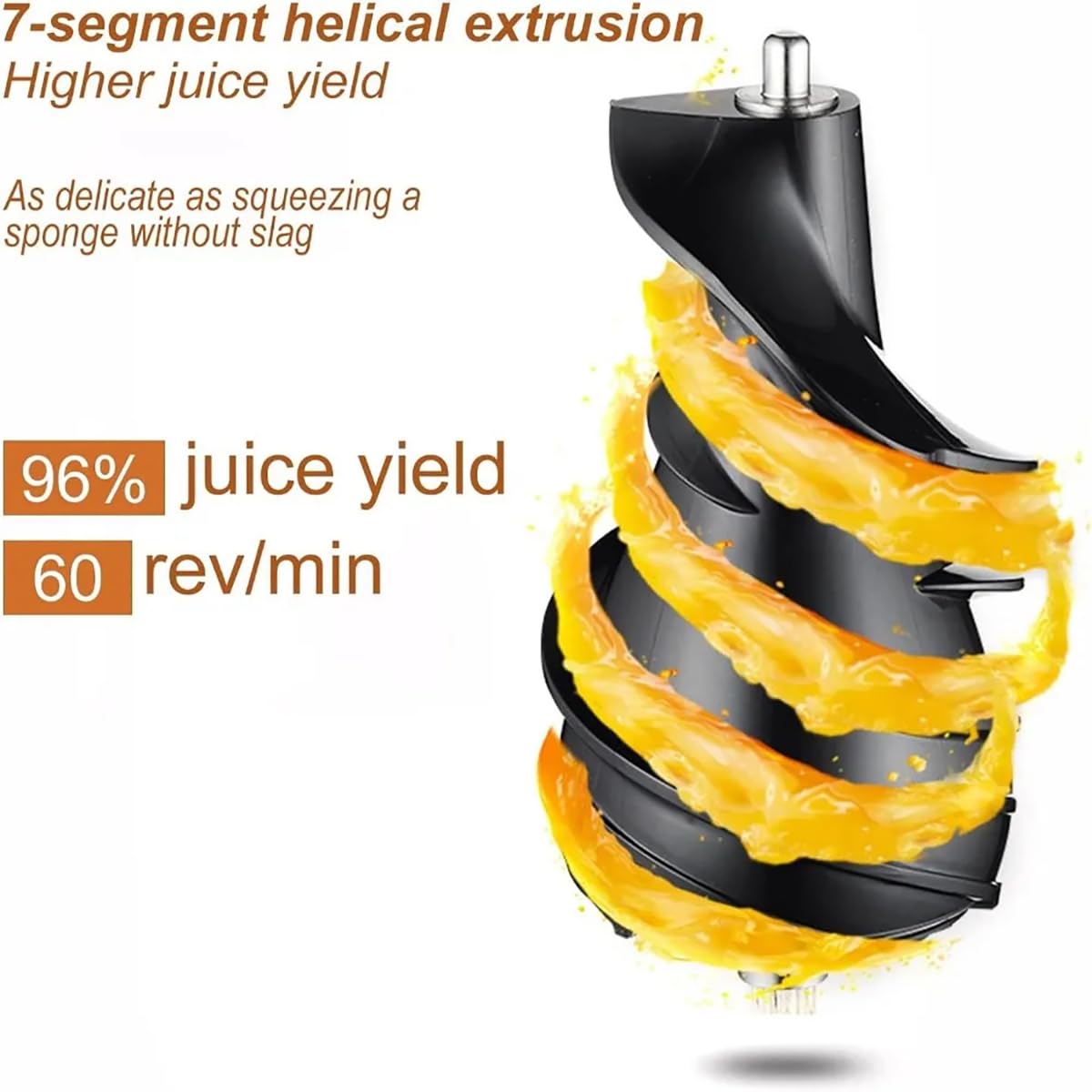 Spremiagrumi Masticatore, Scivolo di Alimentazione a Bocca Larga Spremiagrumi Lento, Alta Resa del Succo, Separazione del Succo della Polpa a Doppia Bocca, Spremiagrumi a Freddo per Frutta e Verdura