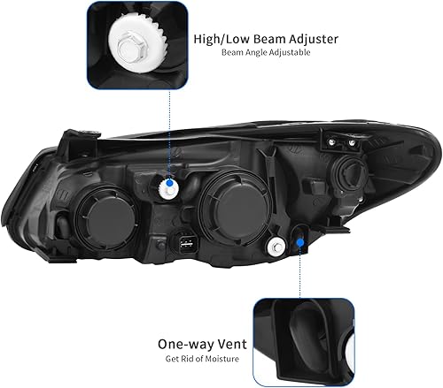 Miniatura 3 de DWVO Conjunto de faros delanteros compatible con Elantra 2007 2008 2009 2010 07 08 09 10 repuesto para faros delanteros cromados, lente reflector