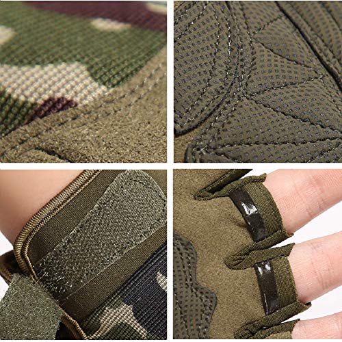 image for HYCOPROT Fingerless Tactical Gloves, Knuckle Protective Breathable Lig
