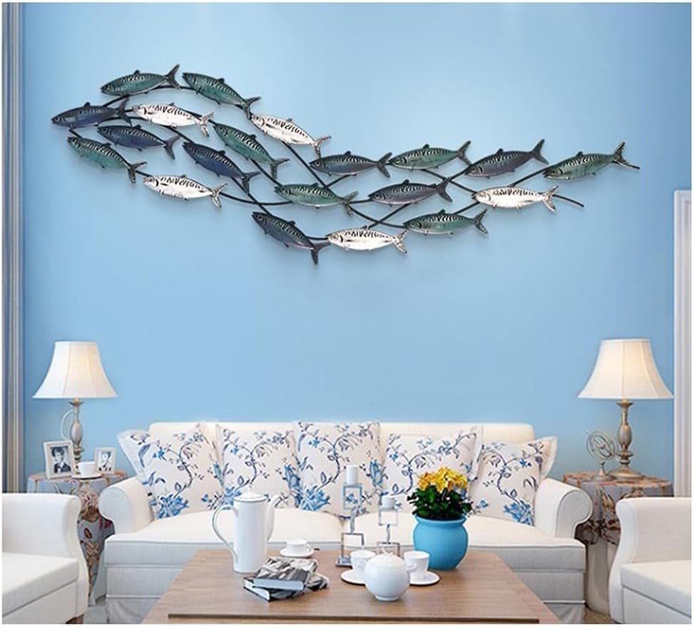 École de poissons œuvre d'art à offrir pour une crémaillère