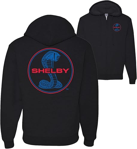 Miniatura 3 de Wild Bobby Shelby Cobra USA Logo Emblema Powered by Ford Cars and Trucks Graphic Zip Up Sudadera con capucha, Negro -